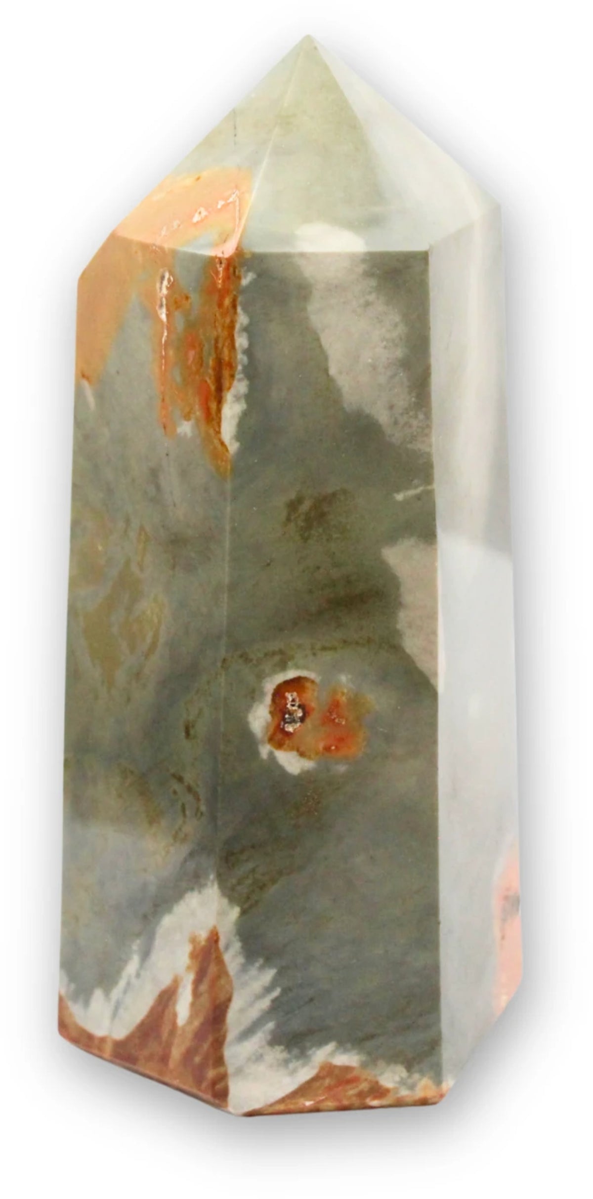Polykrom jaspis spets, polerad, 12,2 cm, nr 01