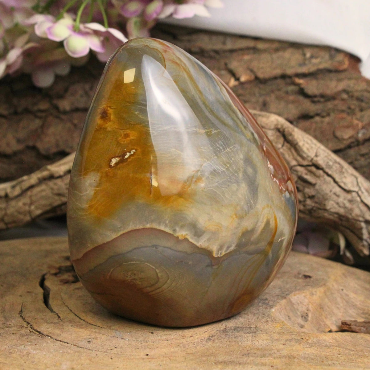 Polykrom jaspis skulptur, 13,6 cm, nr 21