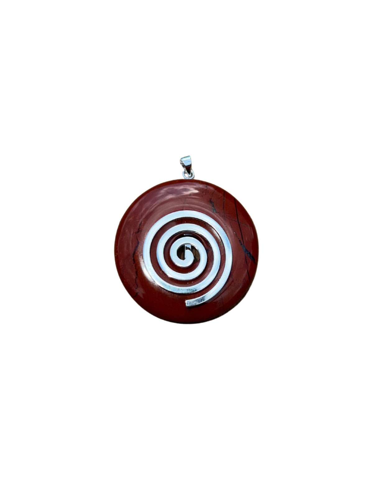 Röd jaspis donut med livets spiral, 4 cm