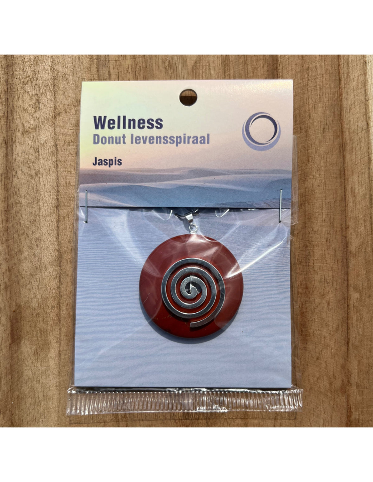 Röd jaspis donut med livets spiral, 4 cm