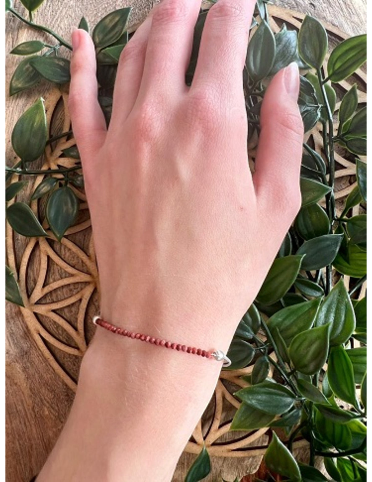 Röd jaspis armband med hjärta, fasettslipad, justerbart, 1,5 g