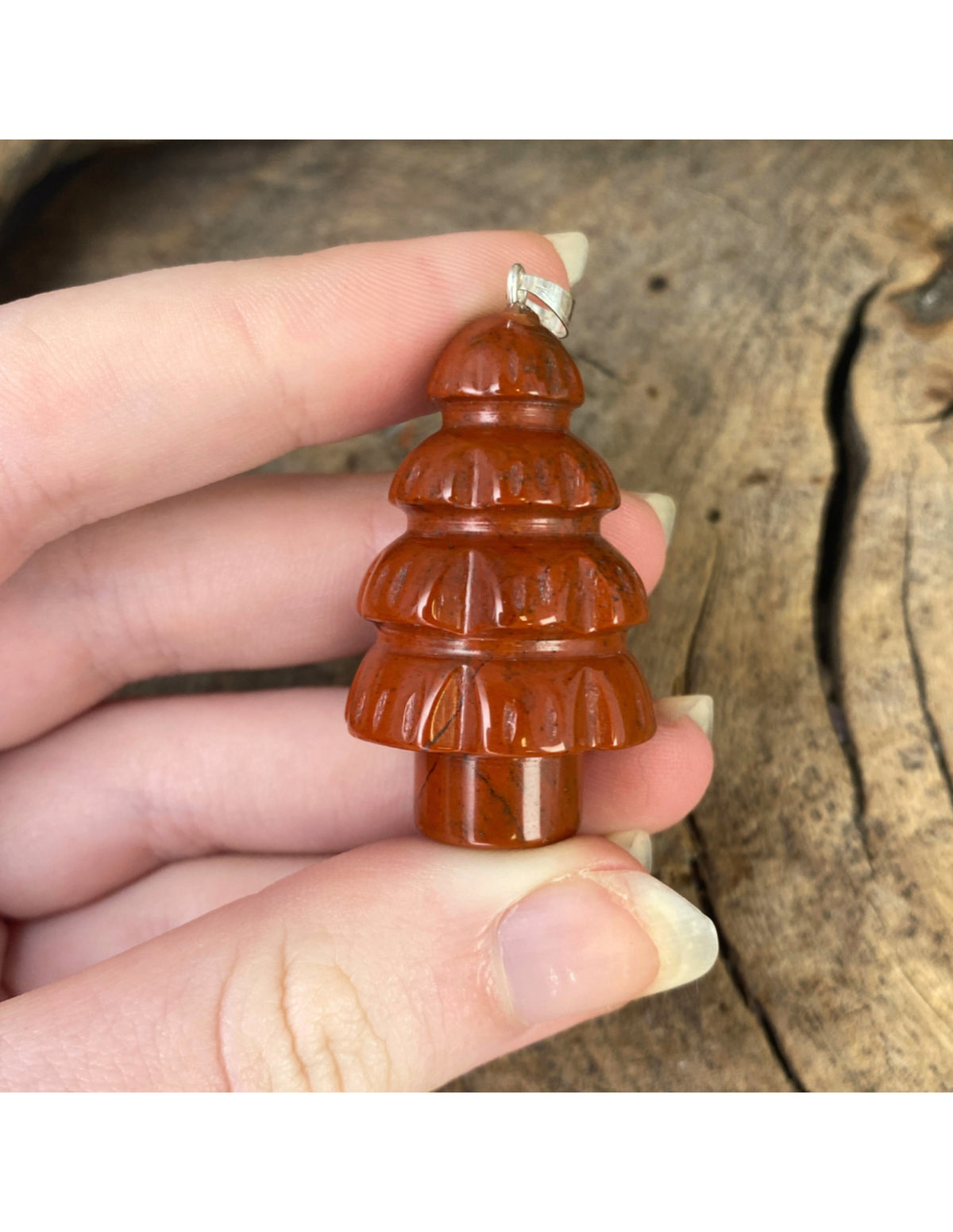 Röd jaspis hänge till julgran, 4 cm, 20 g