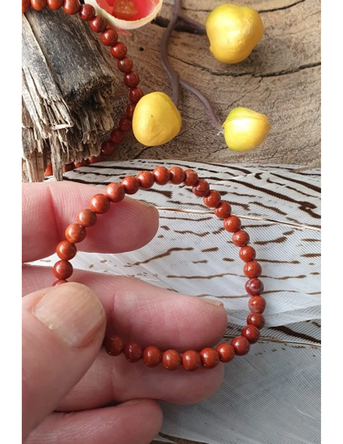 Röd jaspis armband för barn, 4 mm pärlor, 15 cm