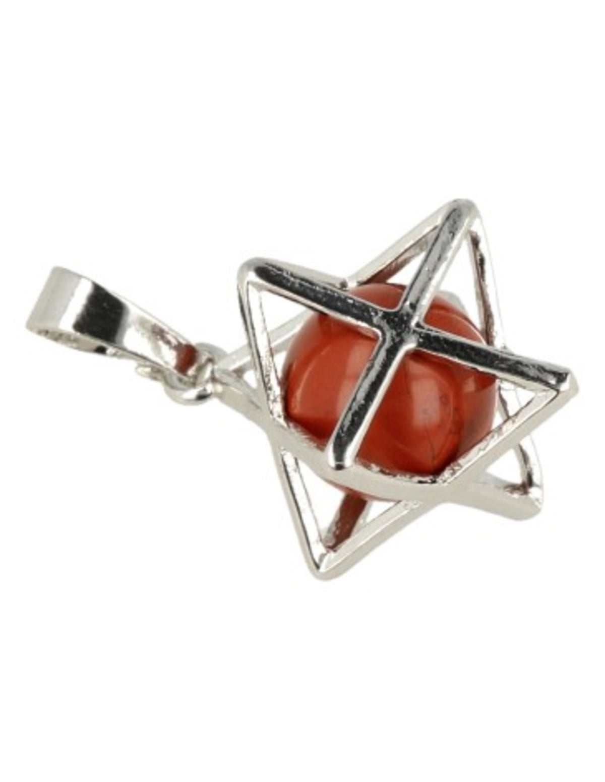 Röd jaspis hänge, Merkabah-bur med kula, 2,5 cm