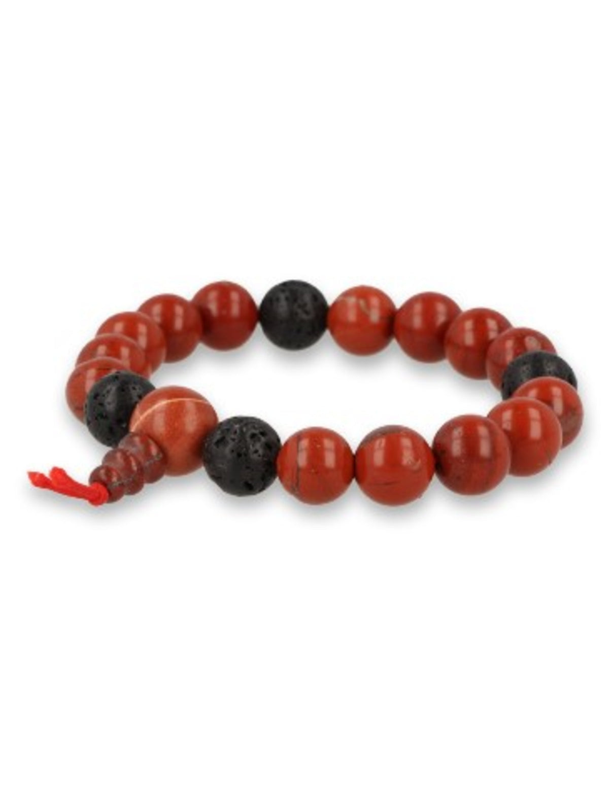 Röd jaspis armband för män med lavasten, 10 mm, 19 cm