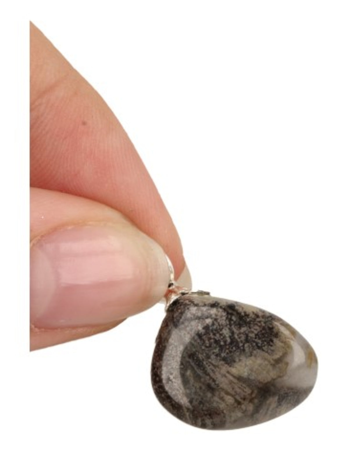 Silverbladsjaspis hänge, grön med silvermönster