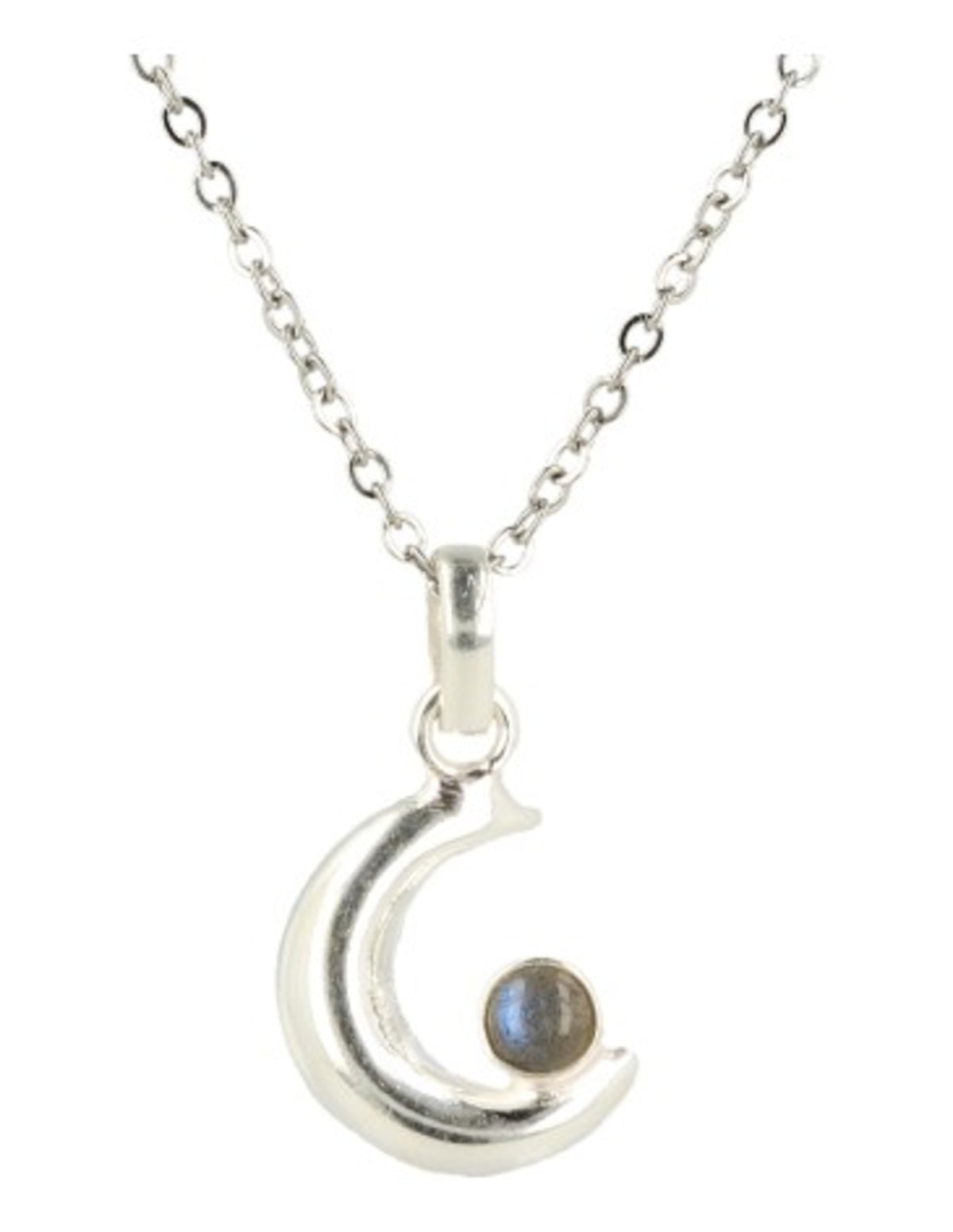 Labradorit hänge i silver, måne, 2,3 cm