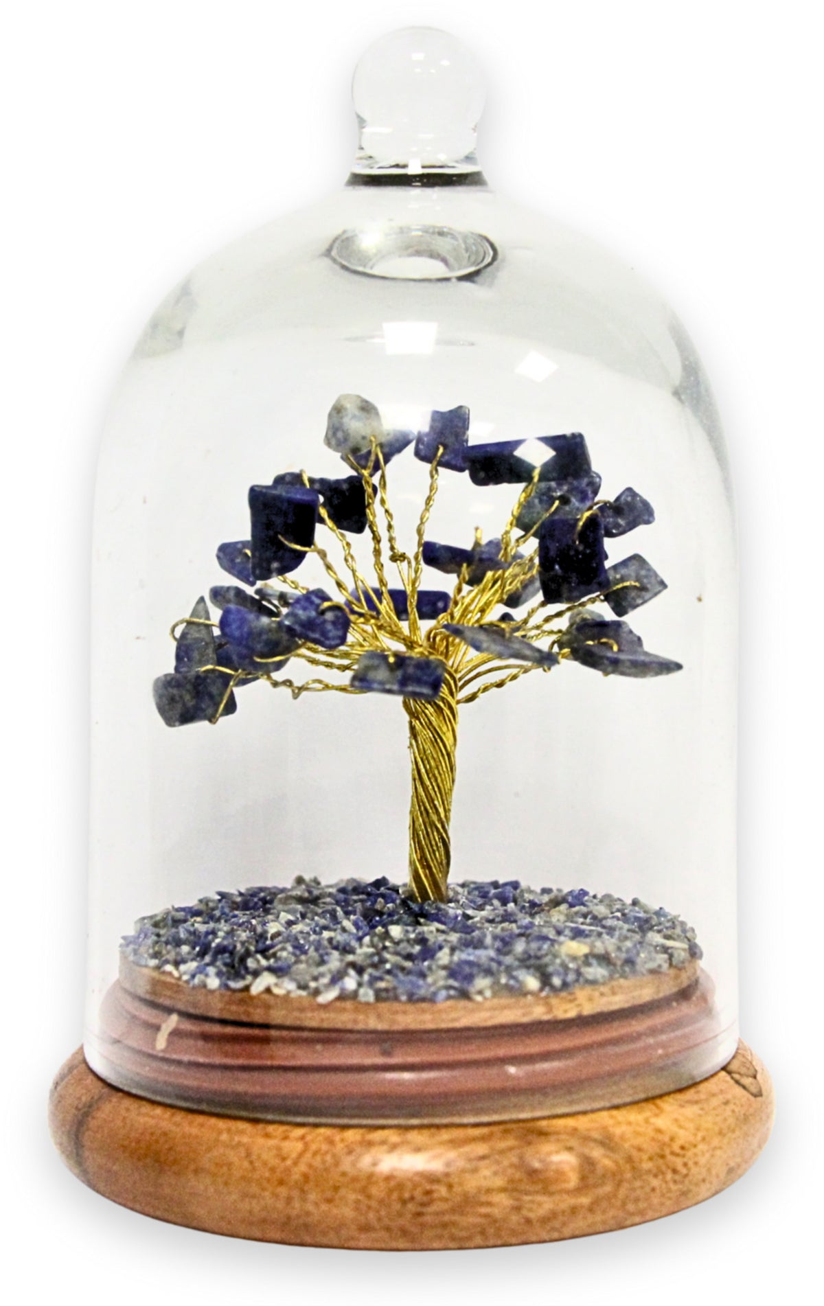 Lapis lazuli träd under glaskupa, 12,6 cm