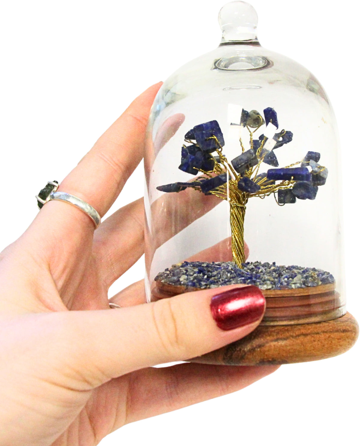 Lapis lazuli träd under glaskupa, 12,6 cm