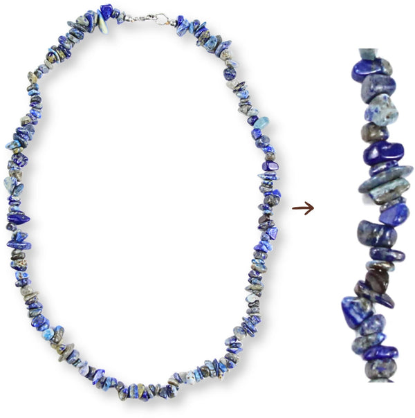 Lapis lazuli halsband med splitstenar, 5 till 10 mm