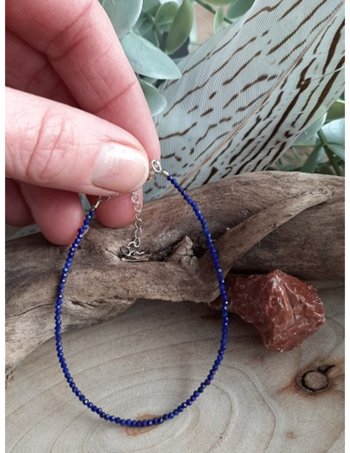 Lapis lazuli armband, 2 mm fasettslipade pärlor, 17 cm