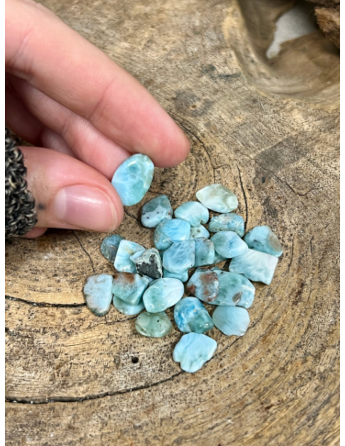 Larimar trumlade stenar, A-kvalitet, 10 g, 5 till 10 mm