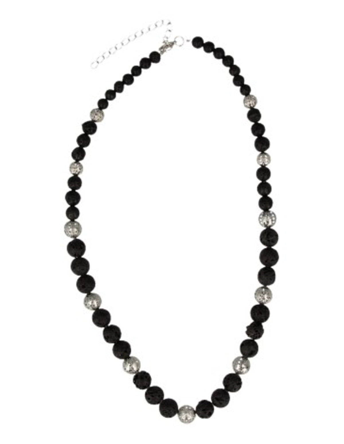 Lavasten halsband med växande pärlor, 6 till 10 mm, 49 cm