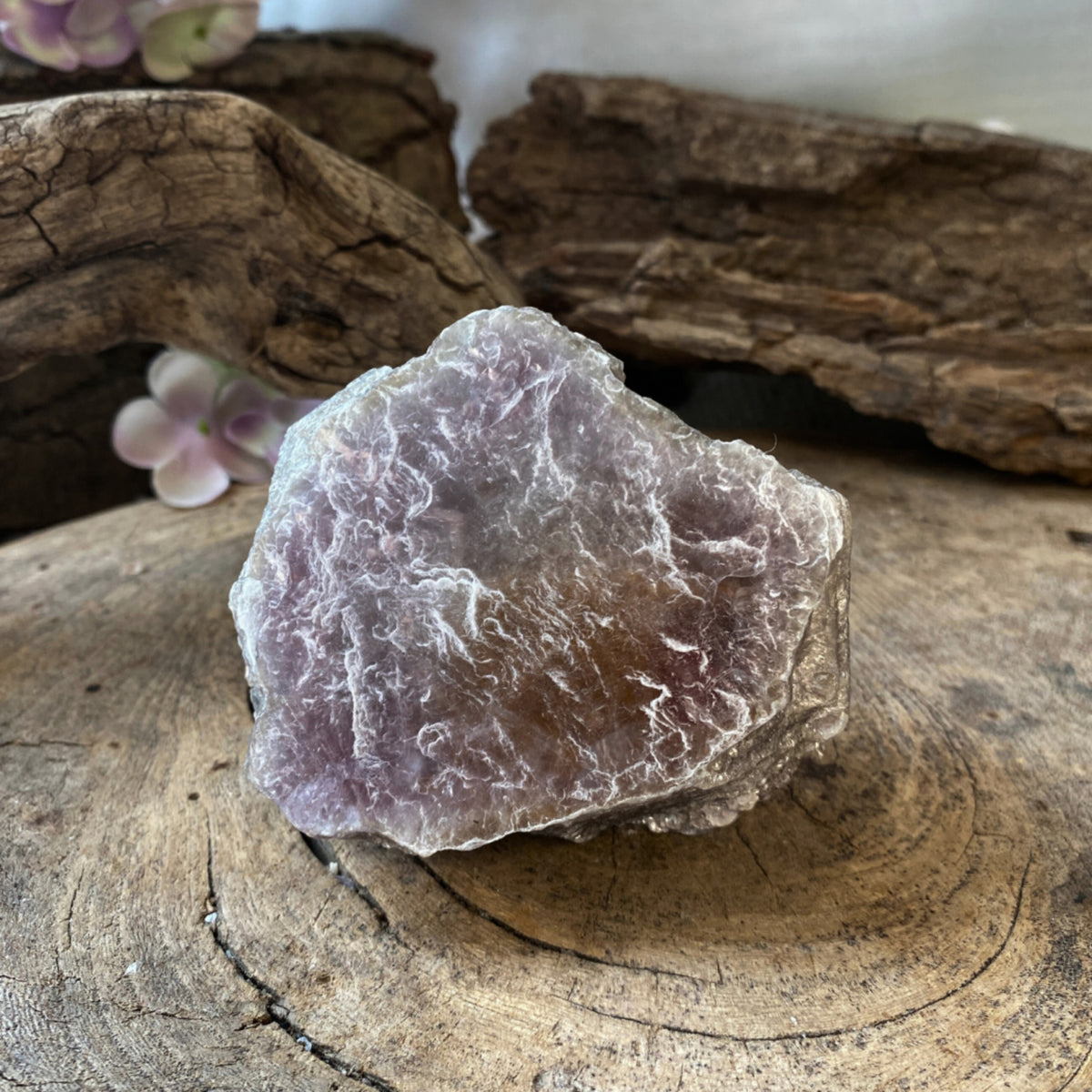 Lepidolit glimmerskiva, rå, 7,3 cm, nr 04 (200 g)