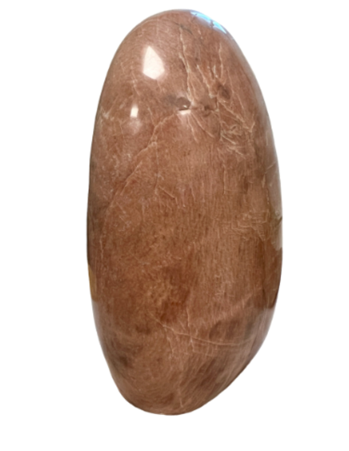 Månsten skulptur, orange, polerad, 6 x 8 x 17 cm, nr 5
