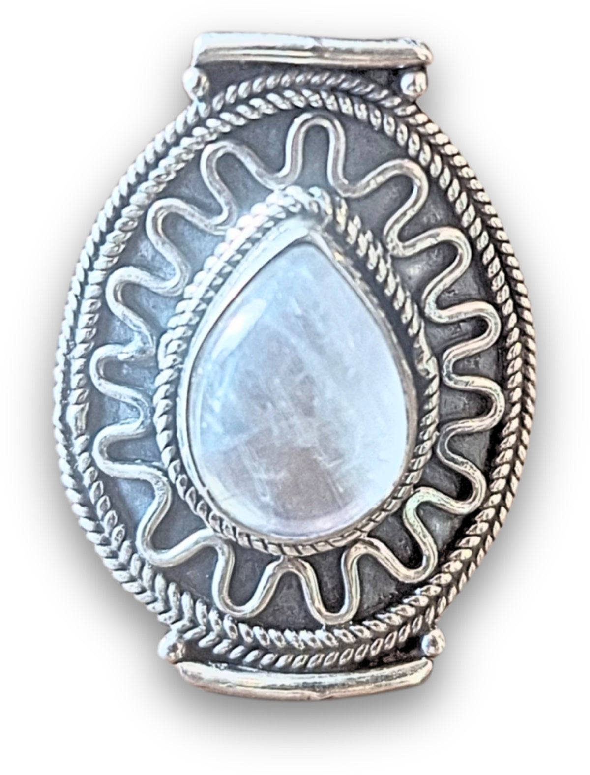 Regnbågsmånsten ring i silver, boho, storlek 19, nr 19