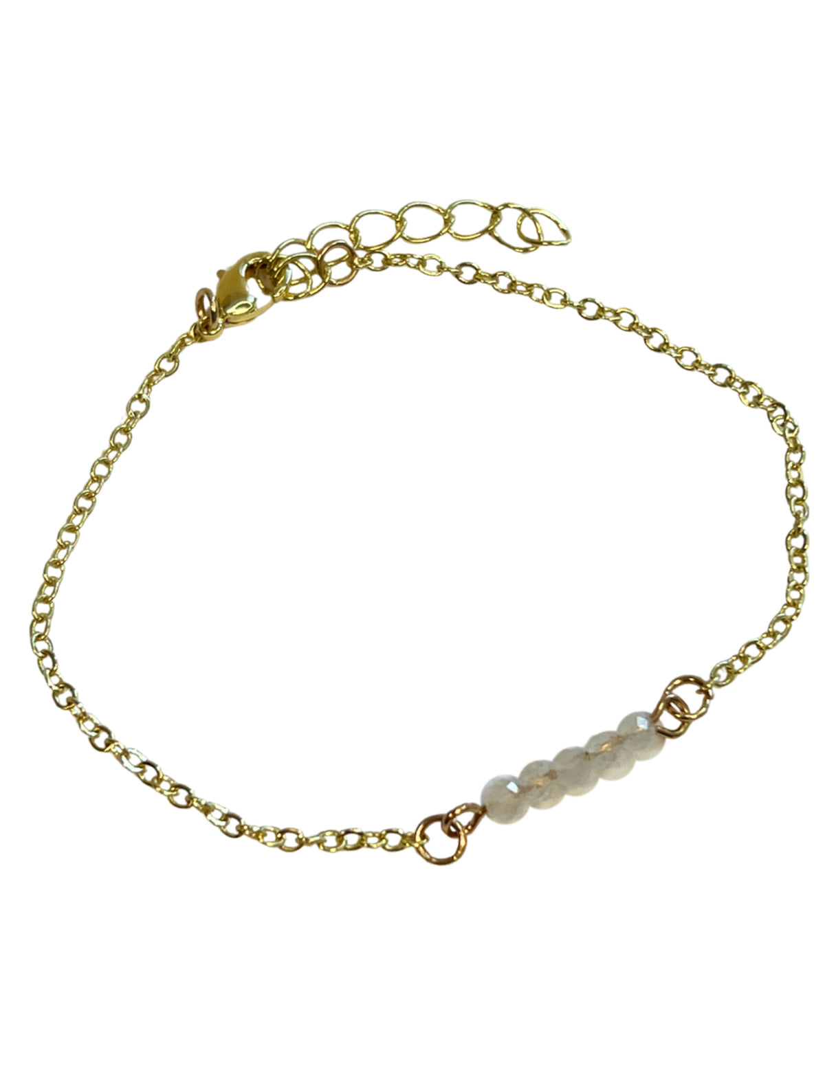 Regnbågsmånsten armband, fasettslipat, justerbart