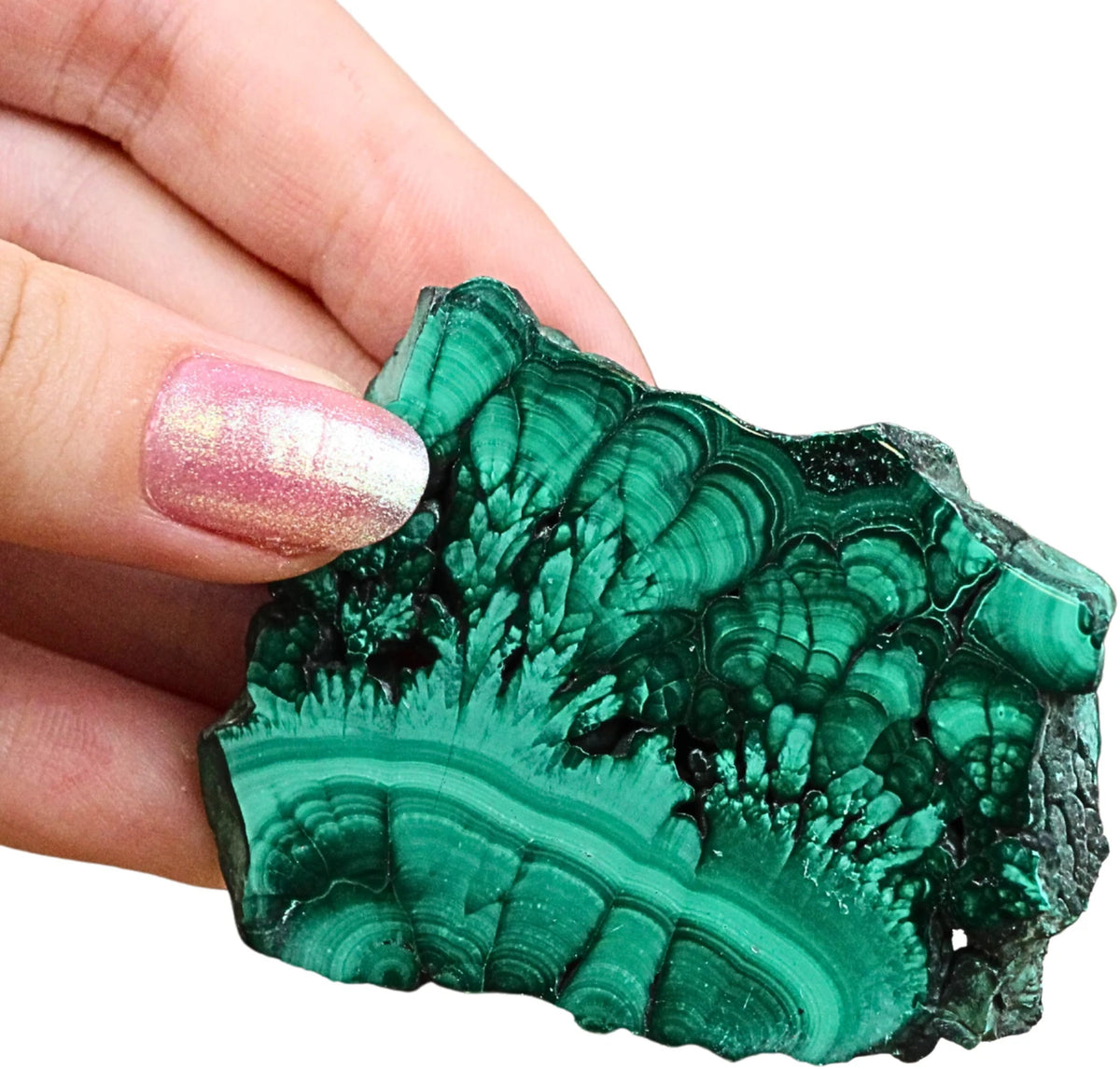 Malakit skiva, polerad, 1 x 4,8 x 6 cm, nr 34