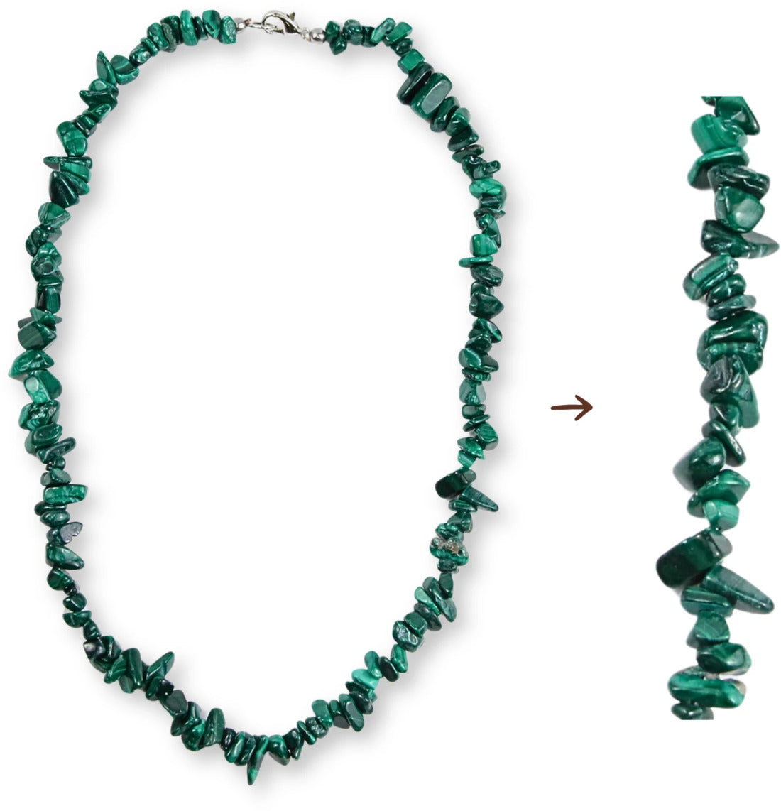 Malakit halsband med splitstenar, 45 cm