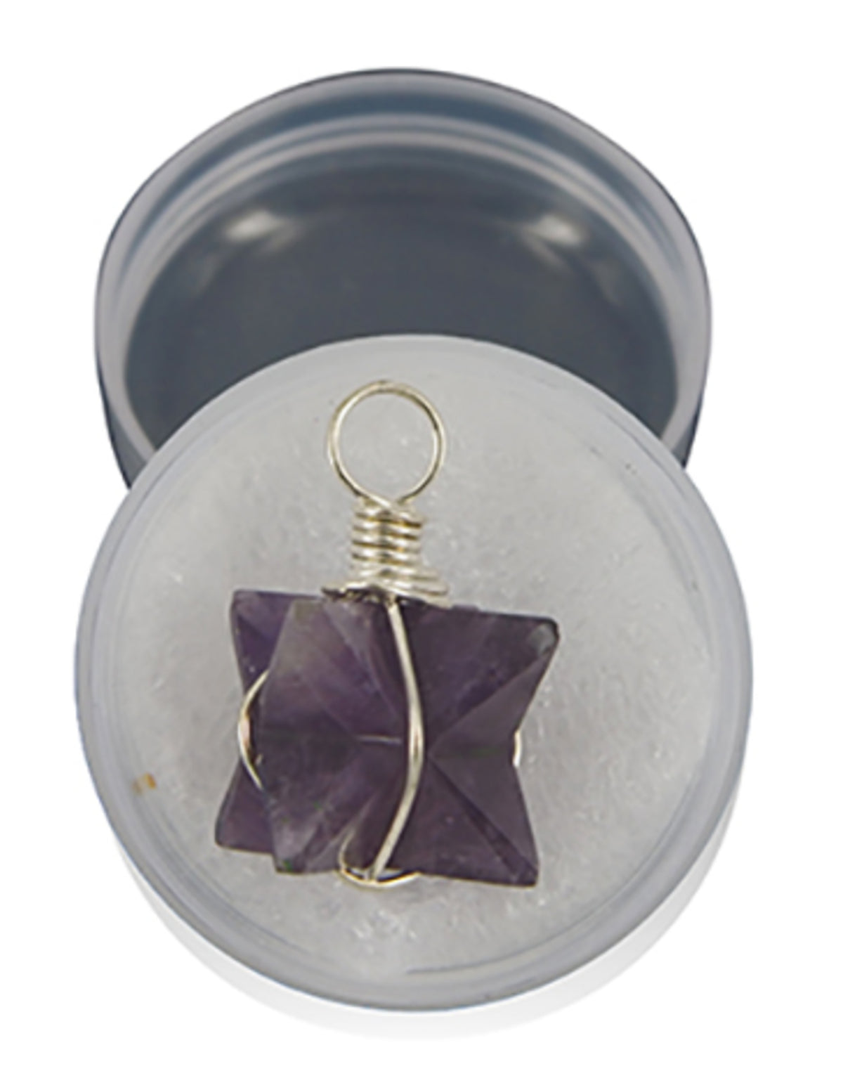 Ametist hänge, merkaba med trådlindning, 20 mm, i ask