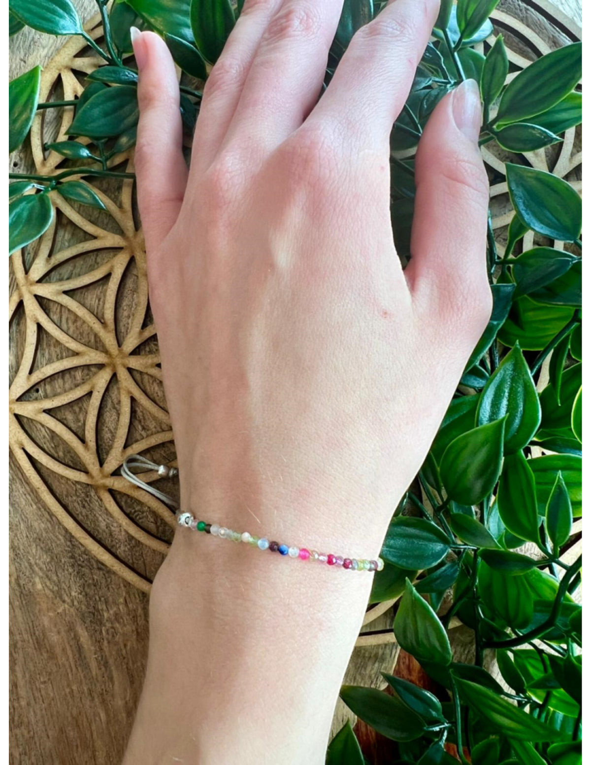 Turmalin armband med rosenkvarts och bergkristall, 5,5 cm
