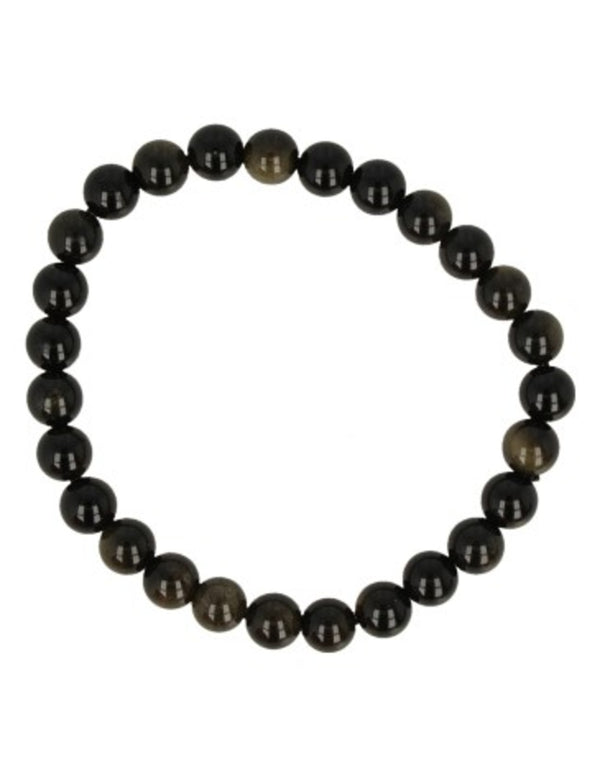 Guldobsidian armband med runda pärlor, herr, 18 cm