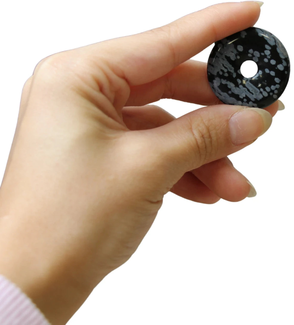 Obsidian donut, snöflinga, 30 mm, 20 g