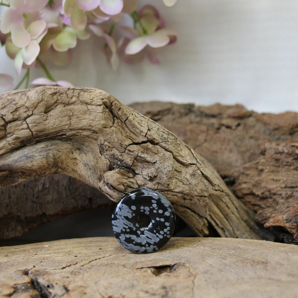 Obsidian donut, snöflinga, 30 mm, 20 g