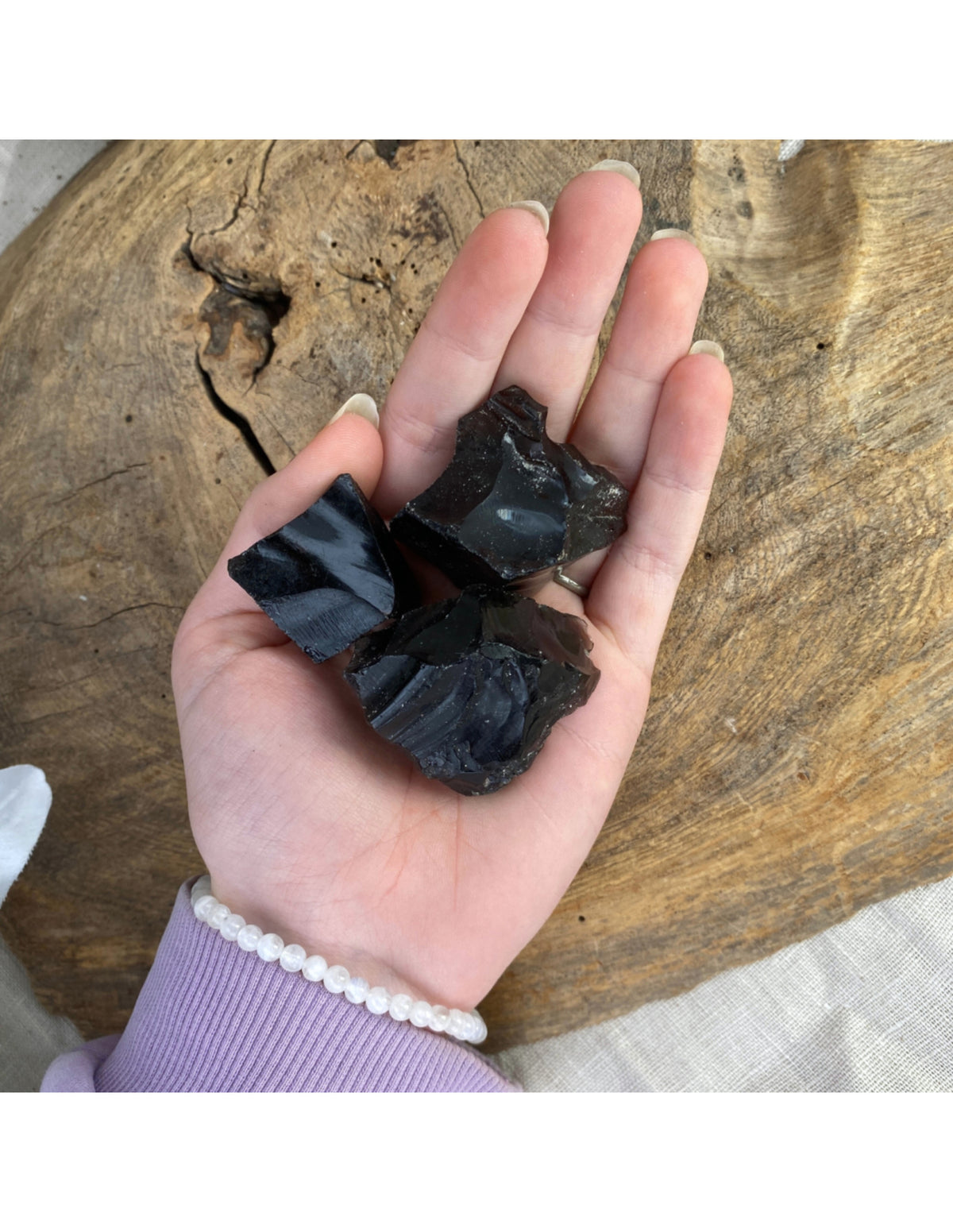 Svart obsidian råa stenar från Mexiko, 100 g