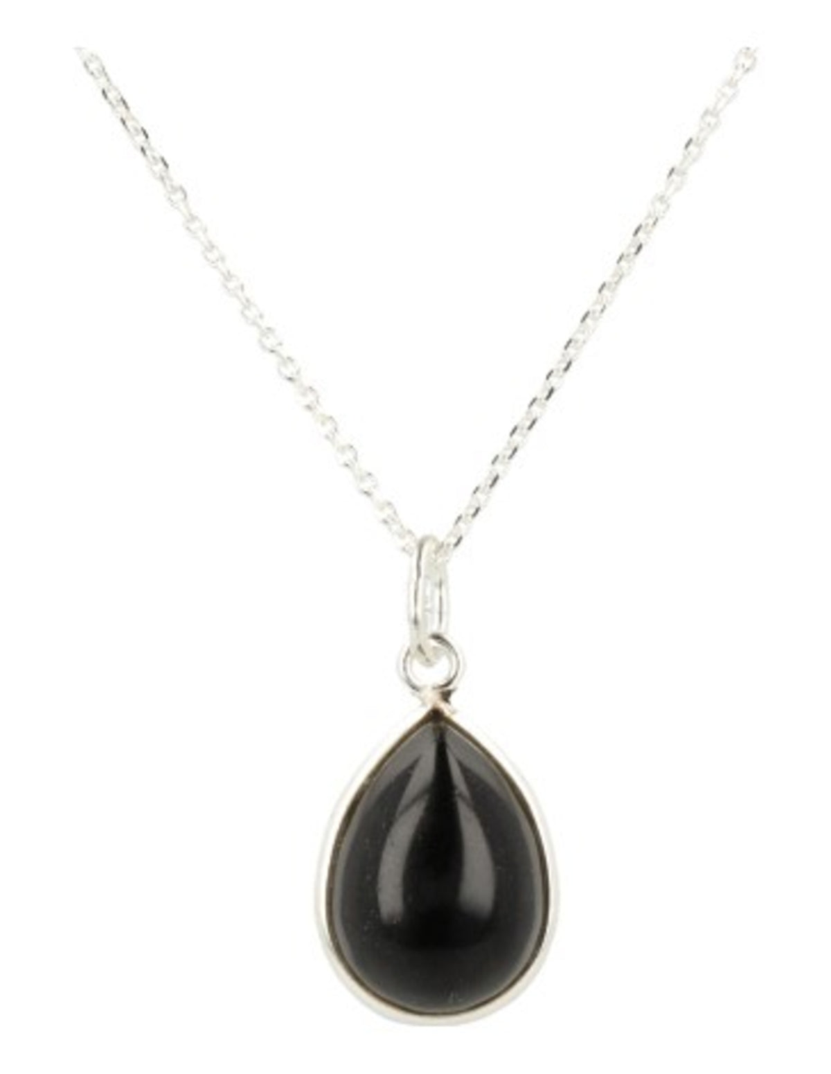 Obsidian smyckeset i silver, örhängen och hänge, droppformade