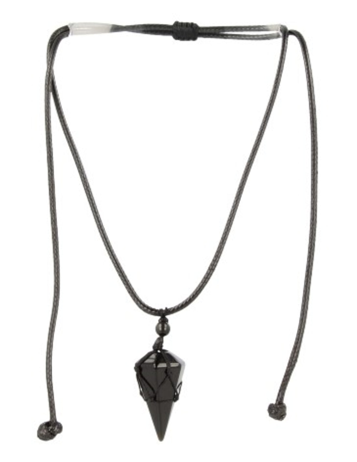 Obsidian halsband för herr, konformat hänge, 4 cm, vaxkord