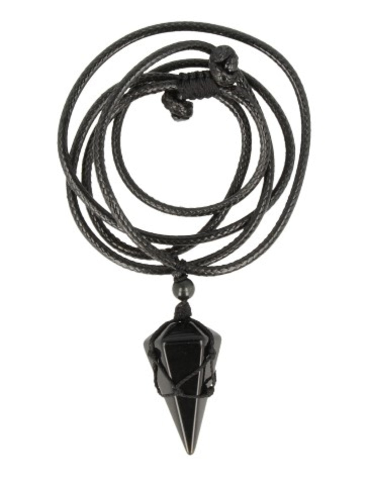 Obsidian halsband för herr, konformat hänge, 4 cm, vaxkord