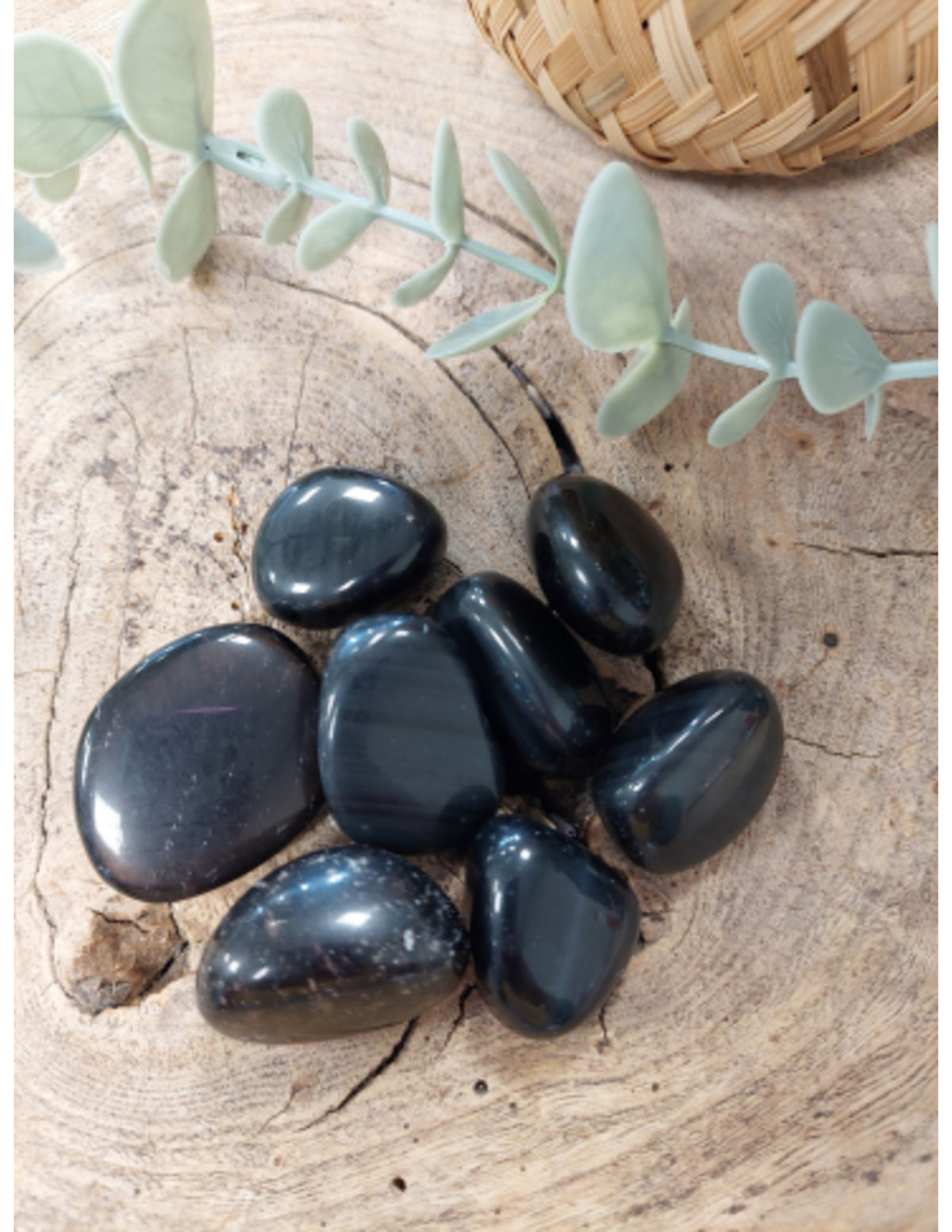 Obsidian trumlade stenar, svart, 100 g