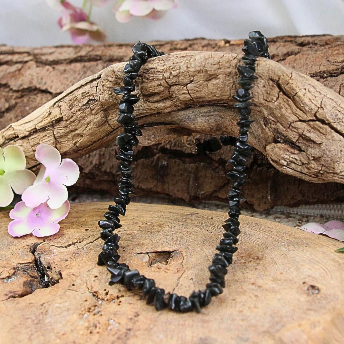 Onyx halsband med splitstenar, svart