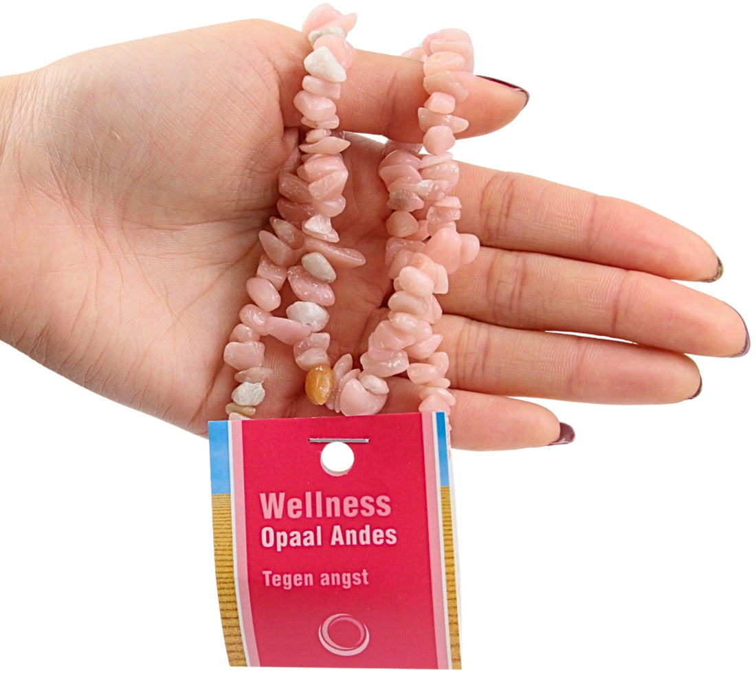 Opal halsband med splitstenar och displaykort, Andesopal, rosa