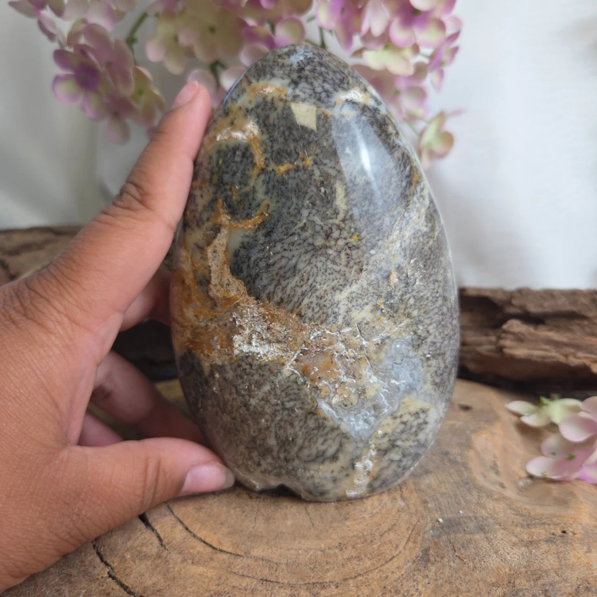 Dendritopal skulptur, handslipad, 14 cm, nr 14