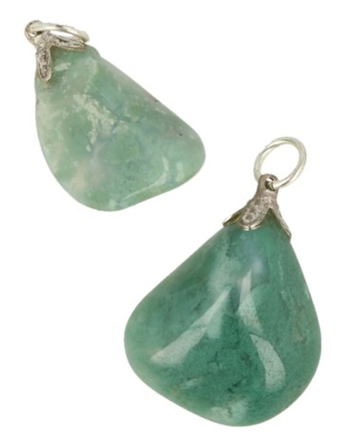 Opal hänge, mosopal, grön med dendriter, 3 till 4 cm