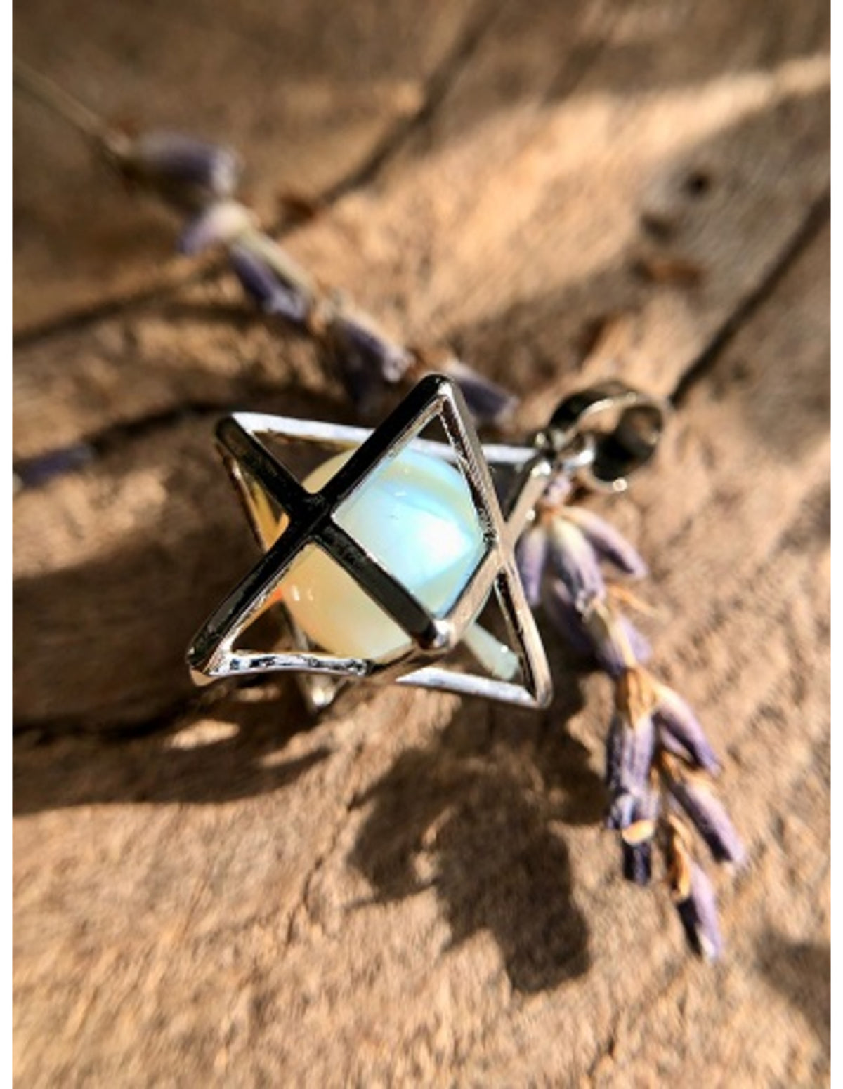 Opalit merkabah hänge (glas), bur med kula, 2,5 cm