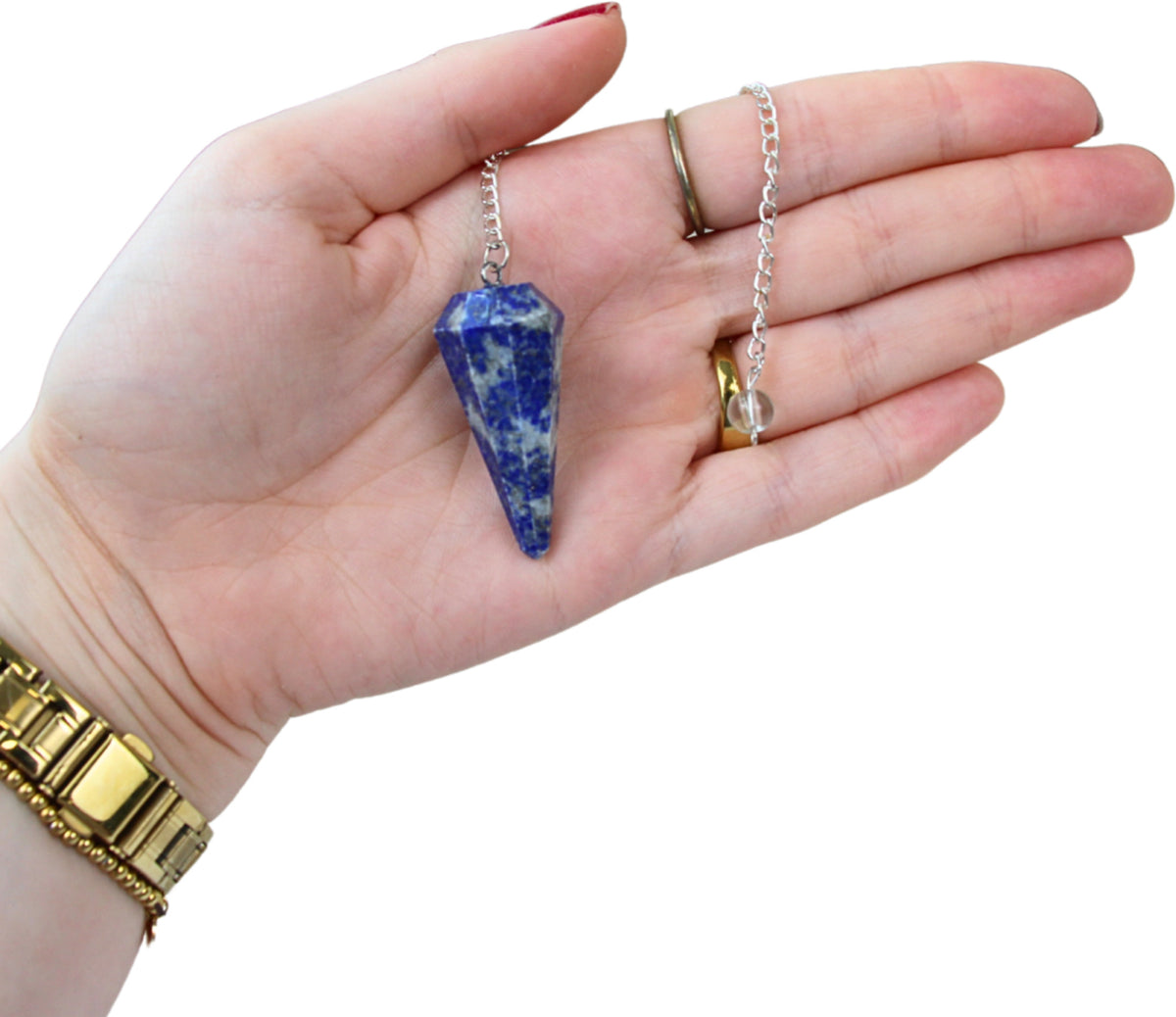 Lapis lazuli pendel, fasettslipad, 20 cm med kedja