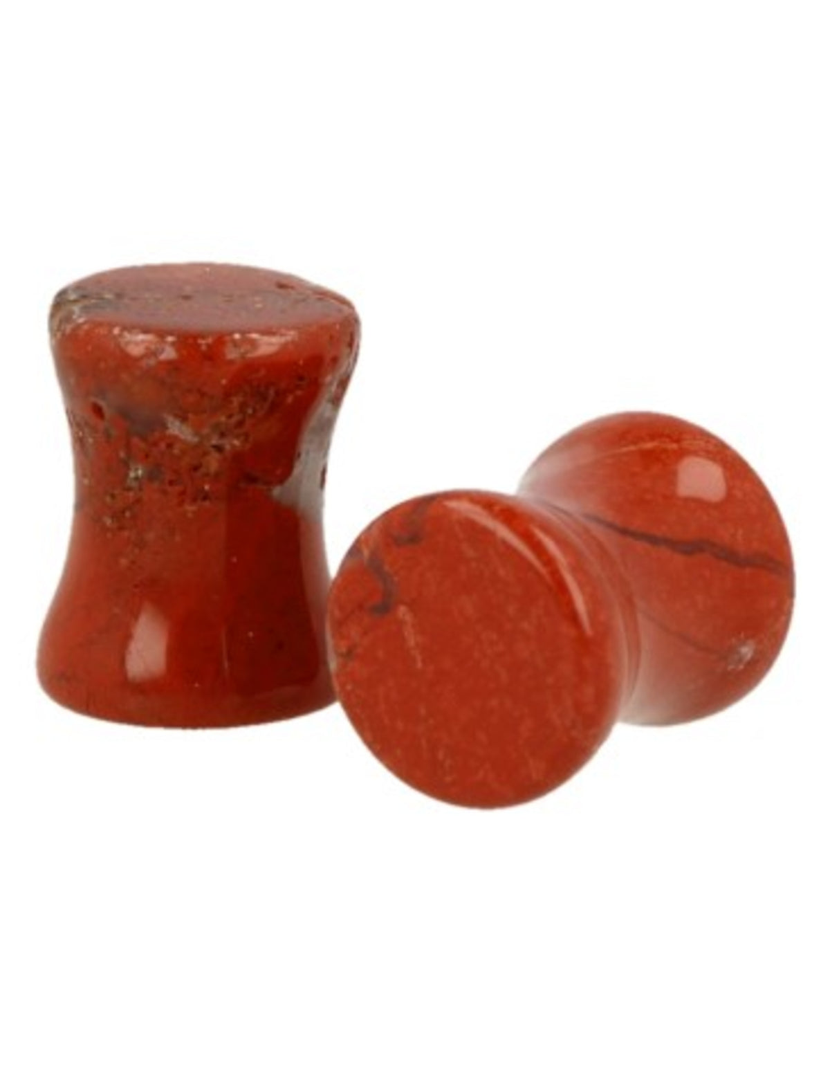Röd jaspis plugs, 8 mm, ett par i presentask