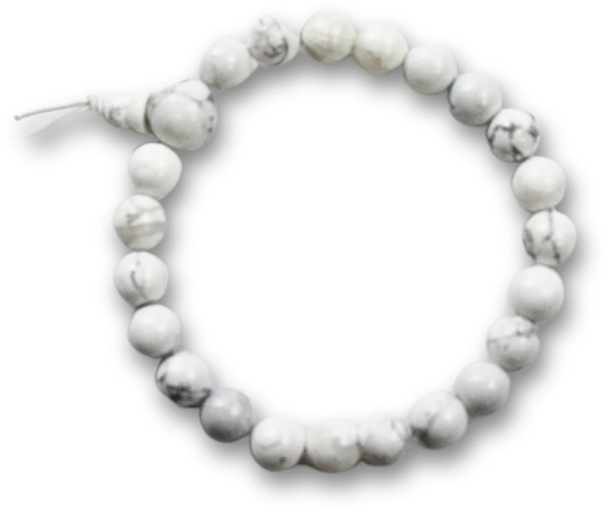 Howlit armband med runda pärlor, vit, 8 mm, 18 cm