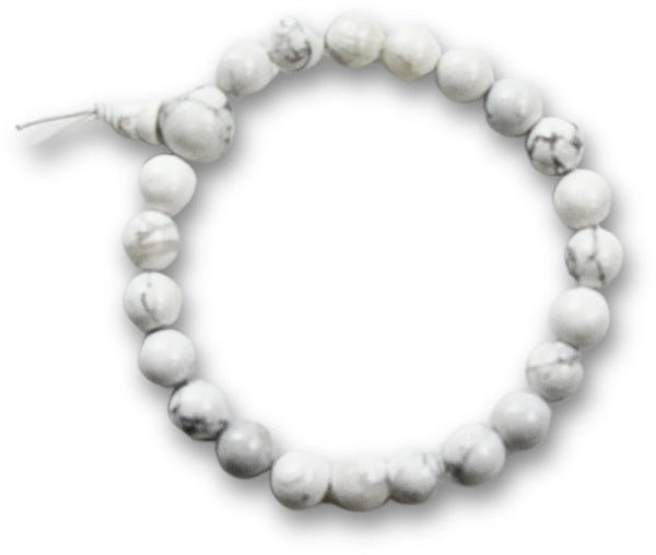 Howlit armband med runda pärlor, vit, 8 mm, 18 cm