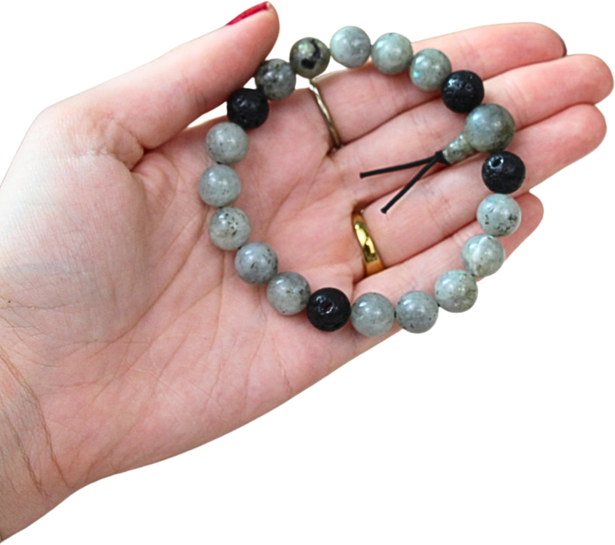Labradorit armband för män, släta pärlor, 19 cm