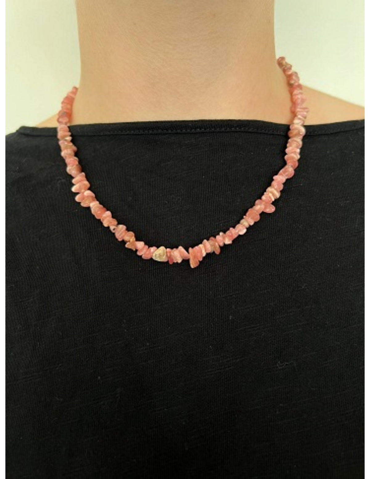 Rodokrosit halsband med splitstenar, 45 cm, med lås