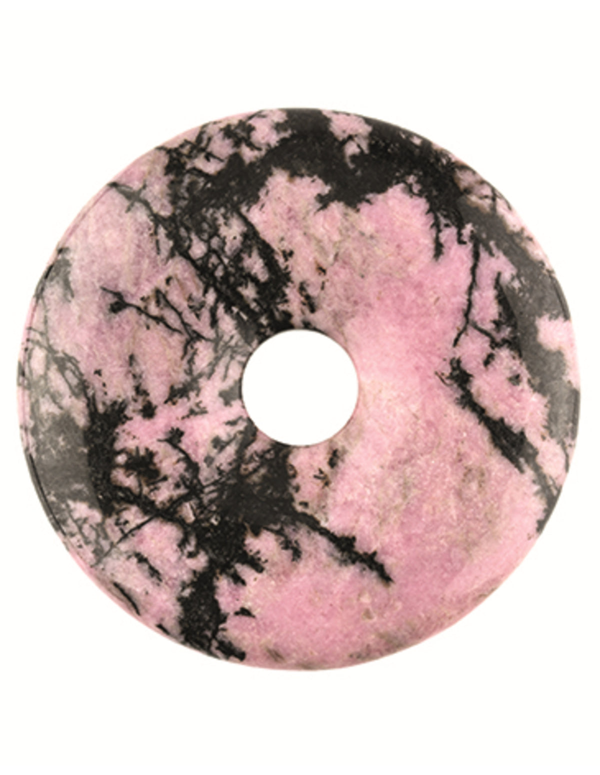 Rodonit donut, 30 mm, rosa med svarta ådror