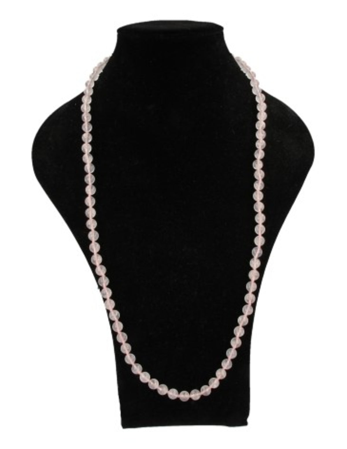 Rosenkvarts halsband, 8 mm pärlor, 80 cm, långt
