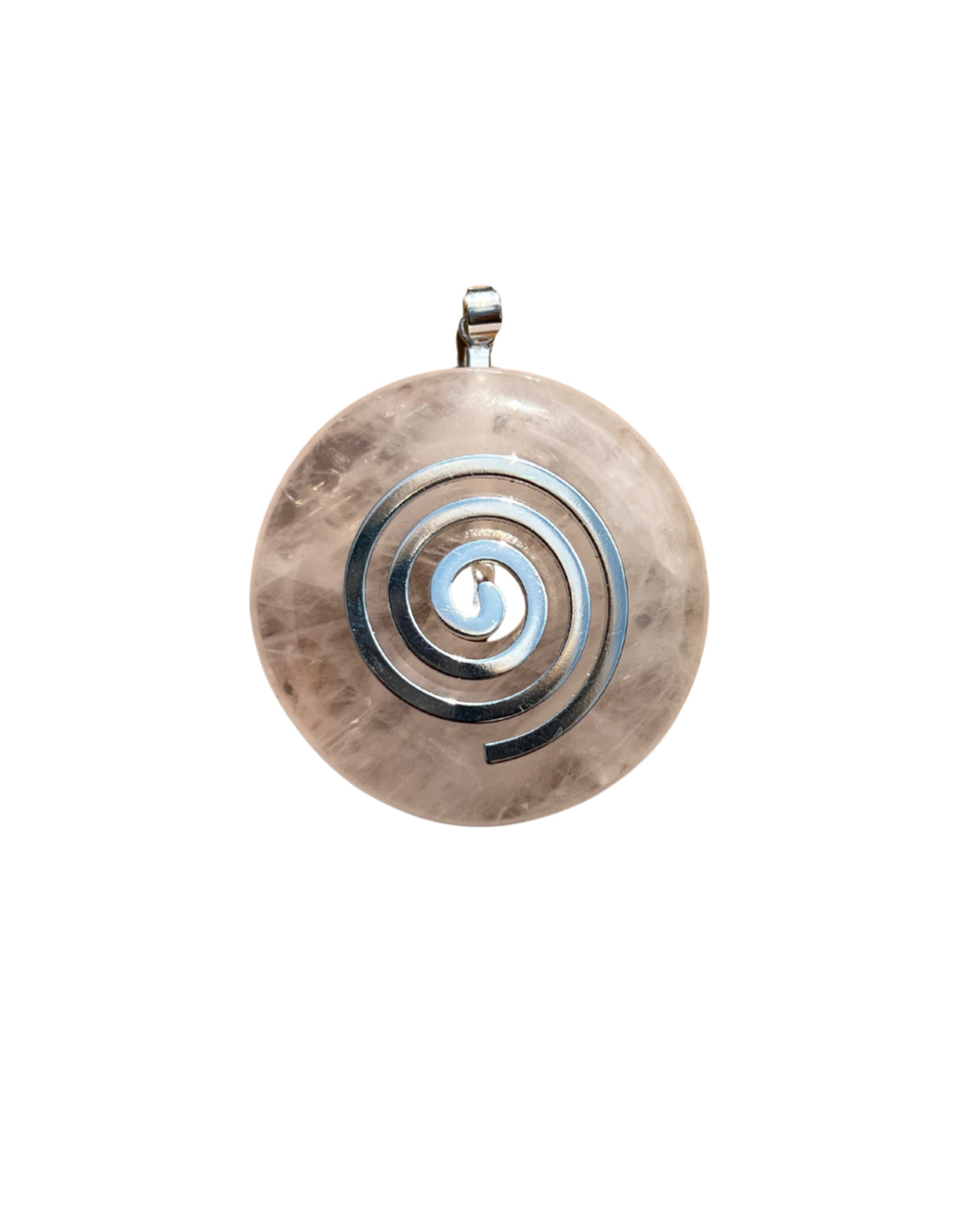 Rosenkvarts donut med livsspiral, 4 cm, med hänge