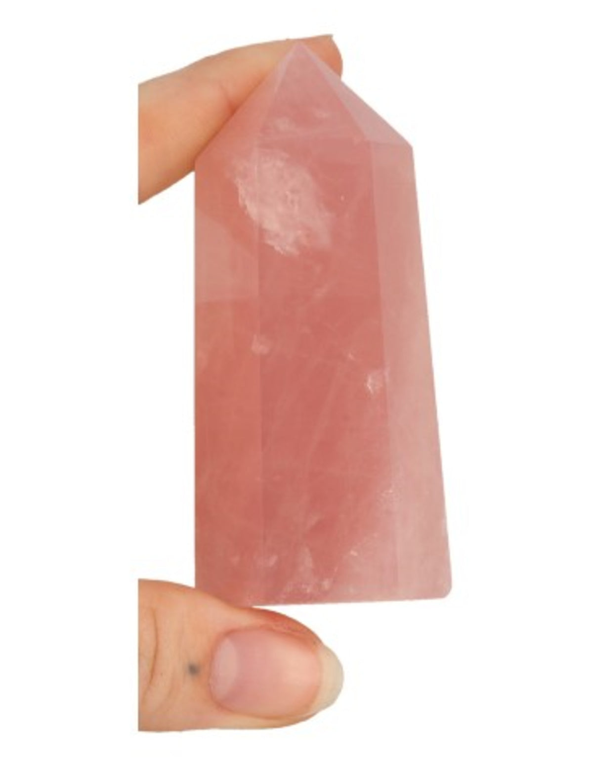 Rosenkvarts spets, 7 till 8 cm, 100 till 125 g