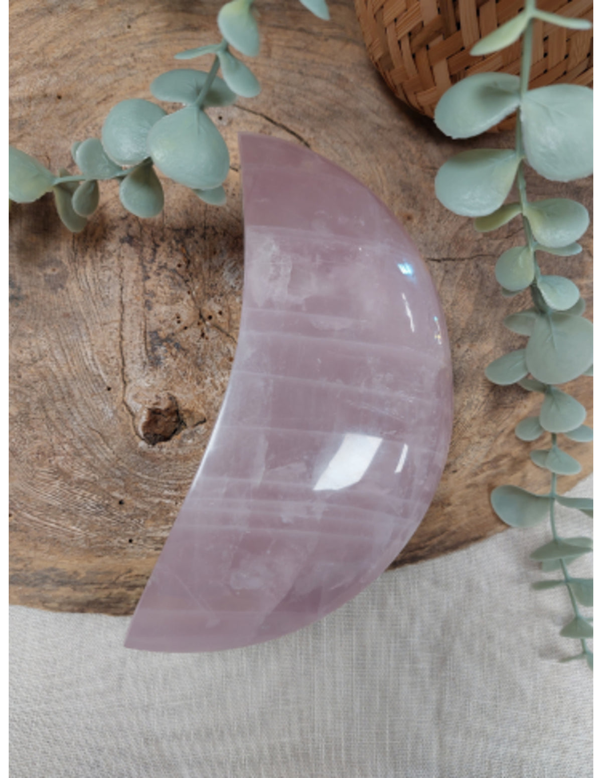 Rosenkvarts måne, nr 1, 16,5 cm (795 g)