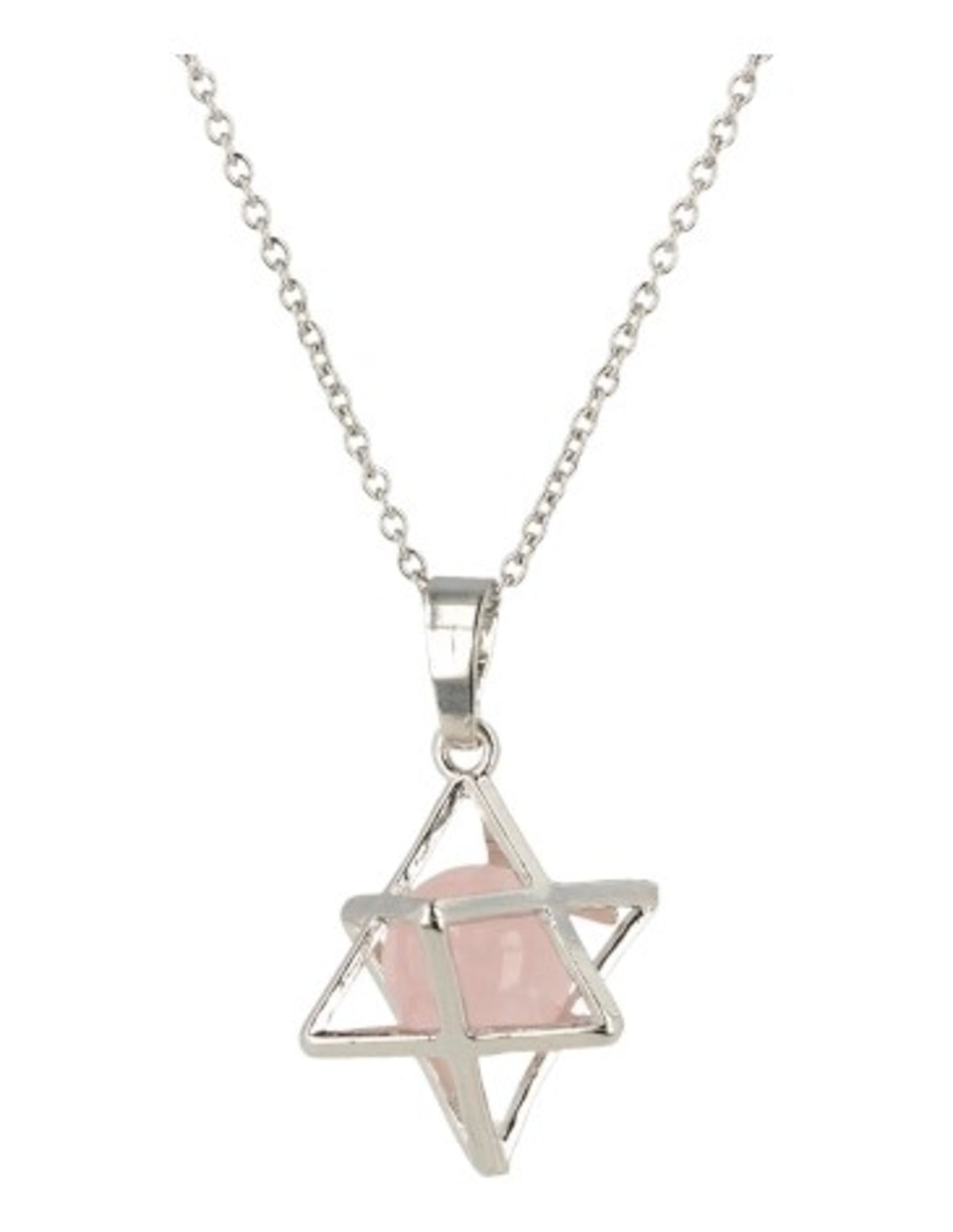 Rosenkvarts merkaba hänge med kula, 2,5 cm